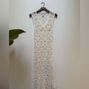 House of Harlow 1960 Cream Crochet Lace Maxi Dress Boho Festival M